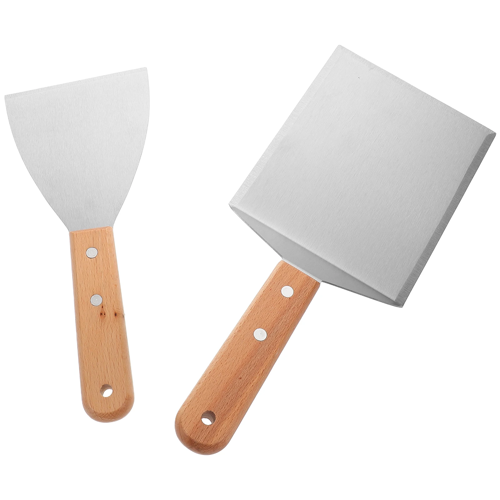 

2pcs Spatula Set Bbq Grilling Shovels Stainless Steel Griddle Tools Wide Head Nonslip Handle Kitchen Baking Accessories