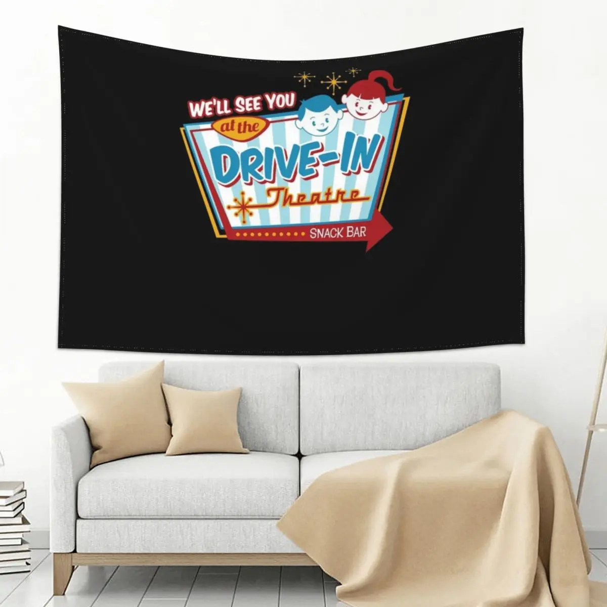 

Gift Music Fans The Movies Drive In Music Vintage Tapestry Decorations For Your Bedroom Luxury Living Room Decoration Tapestry