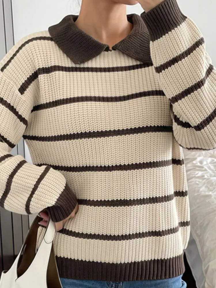 2026 Autumn And Winter Women's Sweater Fashionable, Comfortable, Casual Temperament, Versatile For Commuting, Striped Cardigan