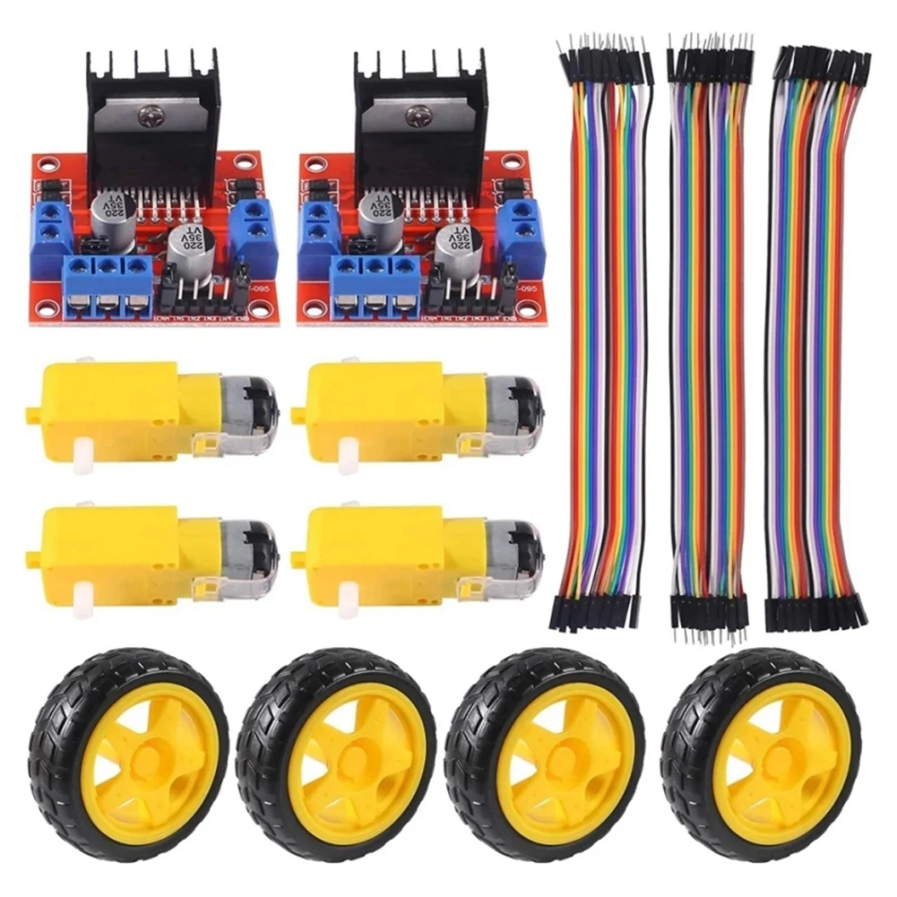 4PCS DC 3-6V Electric Motor with 4Pcs Plastic Tire Wheel Dual Shaft Gear Motor Gear Motor DIY Kit for Arduino Smart Car Kit