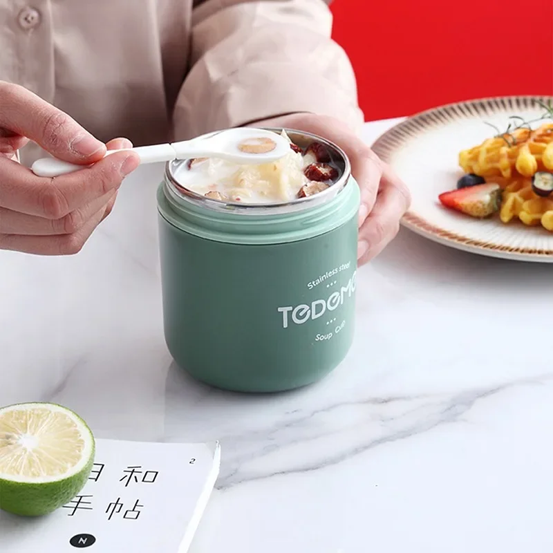 Mini Thermal Lunch Box Food Container with Spoon Stainless Steel Vaccum Cup Soup Cup Insulated Lunch Box taza desayuno portatil