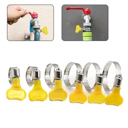 5pcs 10-38mm Adjustable Hose Clamps Pipe Clip Yellow Plastic Handle Hand Wriggle Fuel Hose Clips Water Pipe Fasteners Clamps