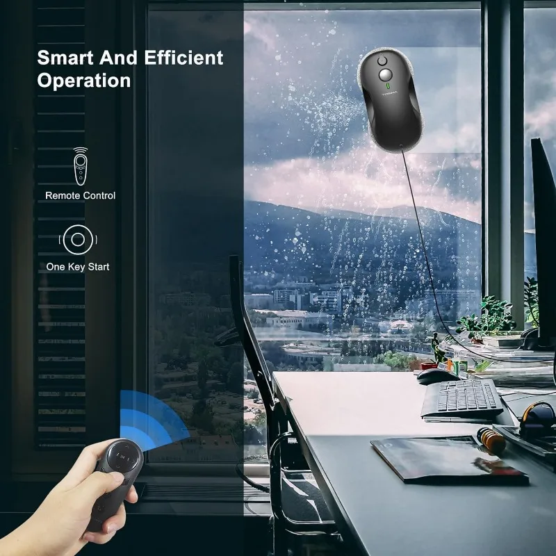 Tosima W3 창 청소 로봇 - 삼중 안전 시스템, 스마트 내비게이션을 갖춘 이중 방향 자동 스프레이 스마트 창 청소기