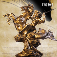 Poseidon God Resin Statue Ancient Greek Mythology Retro Figurine for Home Office European Character Sculpture Ornaments Gift