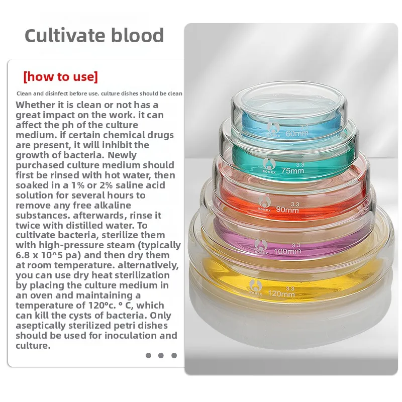 120mm 150mm Glass Petri Dish for Bacteria Cell Culture Lab Use High Quality