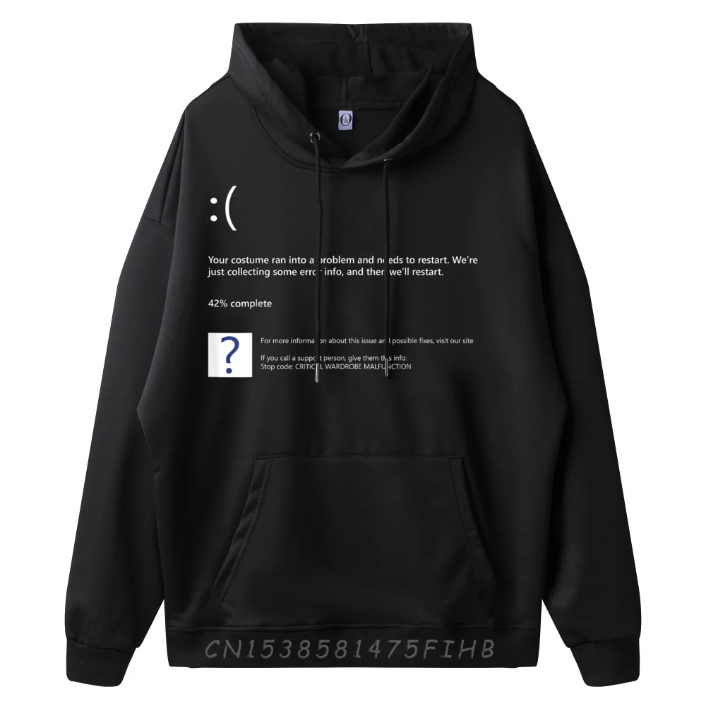 Hoodies Blue Screen Of Death Bsod Coat Retro Printed Long Sleeve Crew Neck Female Graphic Sweatshirt Outdoor Tops