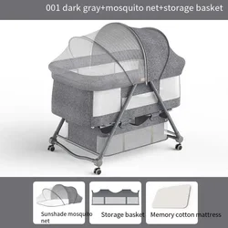 Foldable Baby Crib Multifunctional Portable Adjustable Newborn Sleeping Basket with Mosquito Net Baby Bassinet Adjustable Cradle