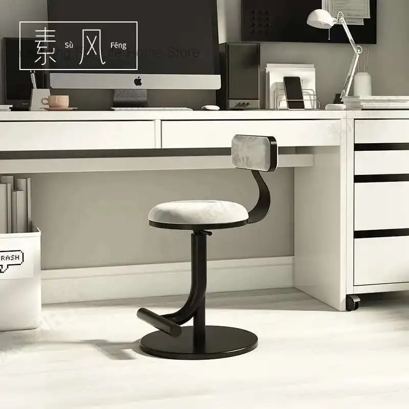 

Light Luxury Rotating Nail Art Small Round Stool Lift Chair for Home Use Nordic Backrest Dressing Table Makeup Artist Chair