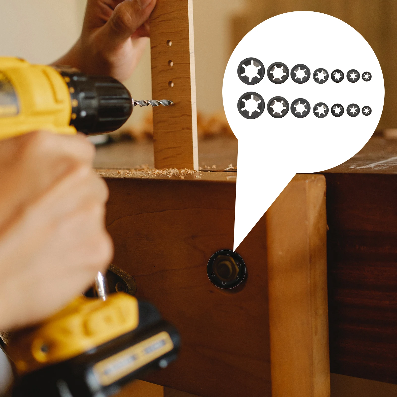 

210 шт. подшипниковый зажим, стопорные стальные шайбы, фиксирующие внутренний зуб, карбоновые крепежные детали для промышленного оборудования, амортизатор