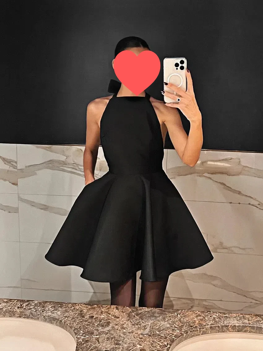 

French sexy halter halter black high-waist dress 2025 spring and summer new niche fashion A-line dress skirt