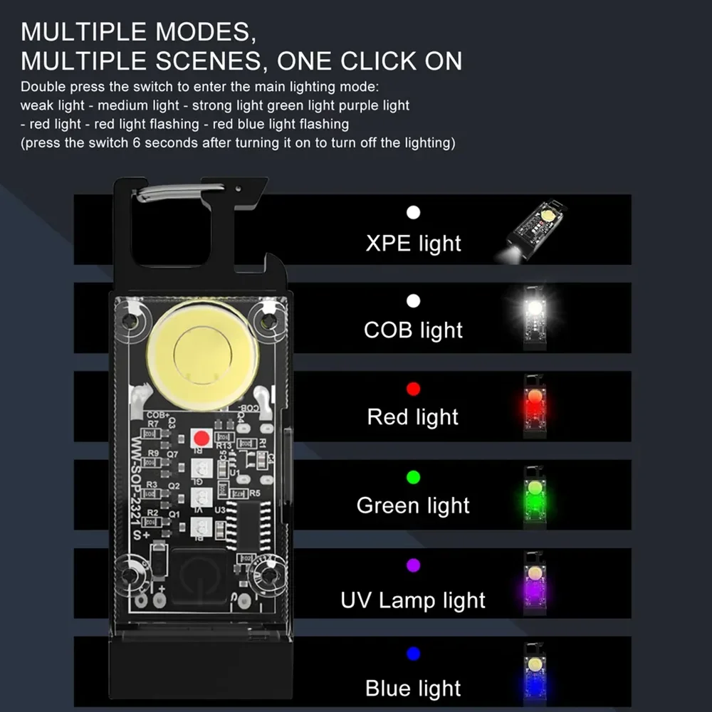 Powerful LED Flashlight With Magnet COB Work Light Mini Portable Keychain Torch Solar Panel USB Rechargeable Waterproof Lamp