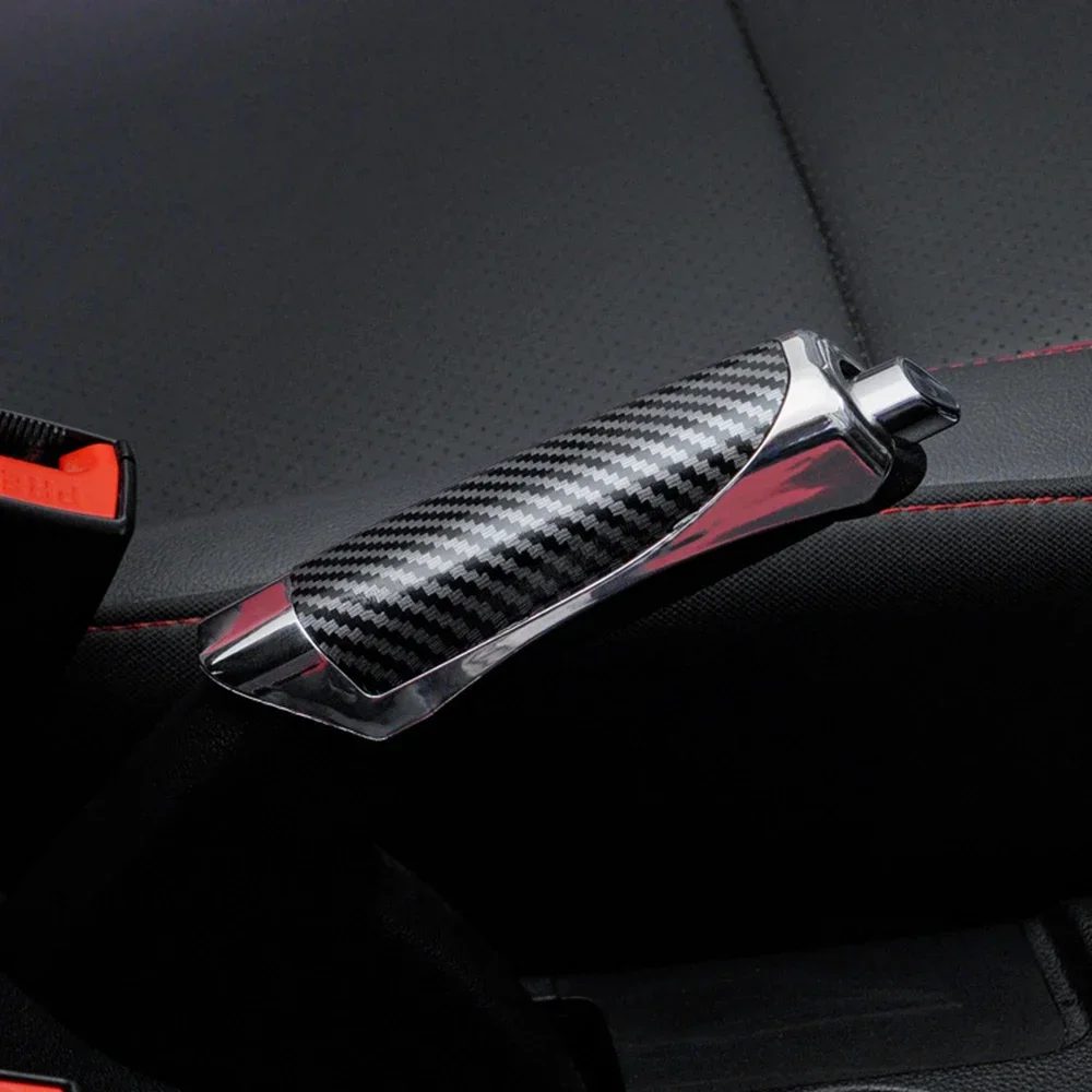 Car Handbrake Grip Protect Cover Styling Wooden Carbon Fiber Decor High Quality ABS Smooth SUV Interior Accessory