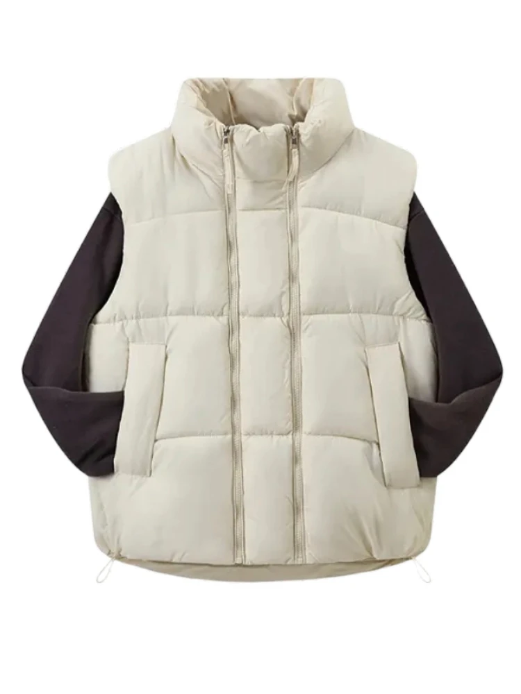 

Yu Zhaolin Women's Loose Cotton Vest Small Size Outerwear Korean Sle Fce Lined Zipper Closure Regular Length