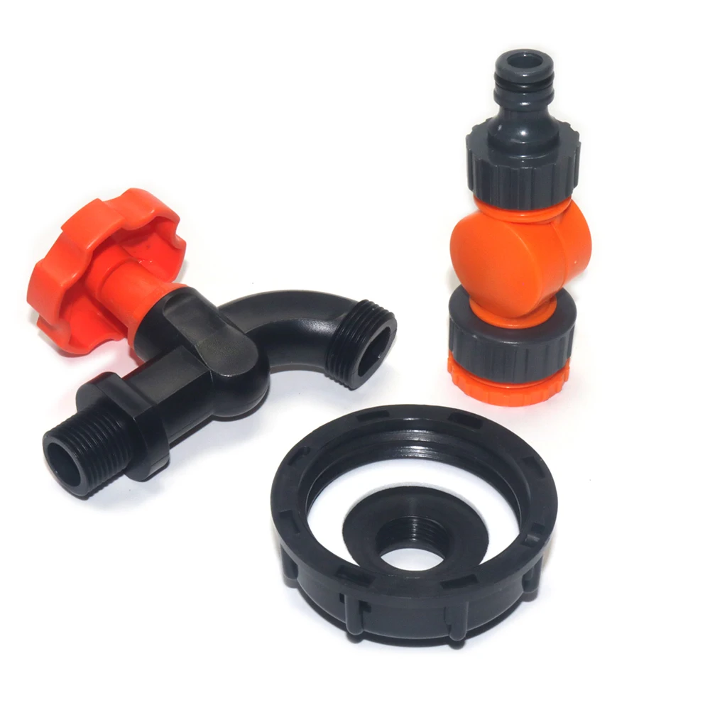 

IBC S60*6 Набор из 3 частей смесителя с ручкой и оранжево-серой 360° ° 180 ° Вращающаяся ниппель и 1/2 резьбовая крышка для орошения садовой фермы