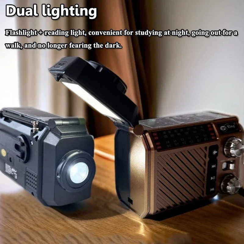 

Retro All-Band Radio with Wireless Bluetooth Speakers, Solar & Multi-Mode Charging,Long-Lasting Battery&Multiple Player Modes