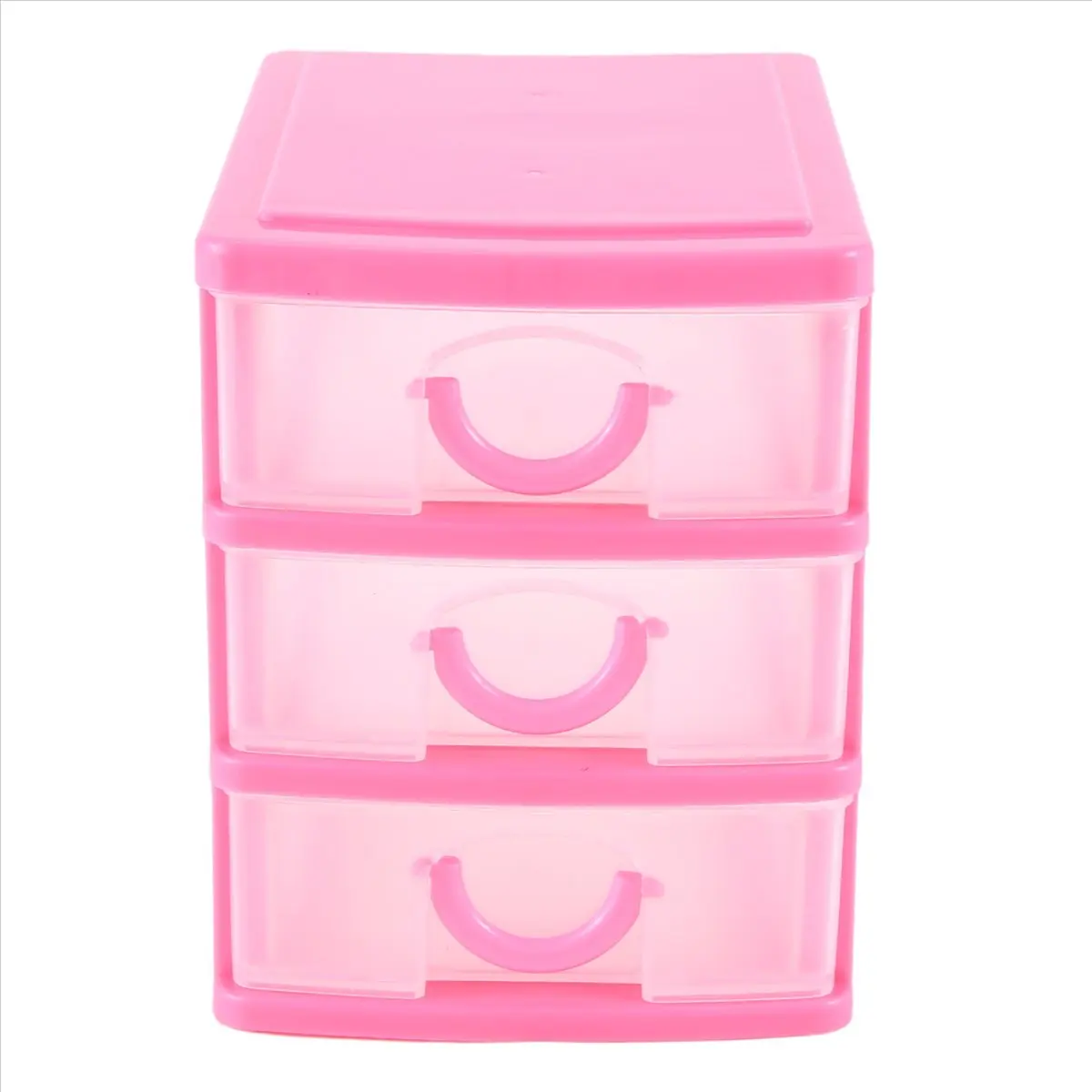 ABFW Mini translucent Drawer type plastic Storage Box（rose red 3 Layers）