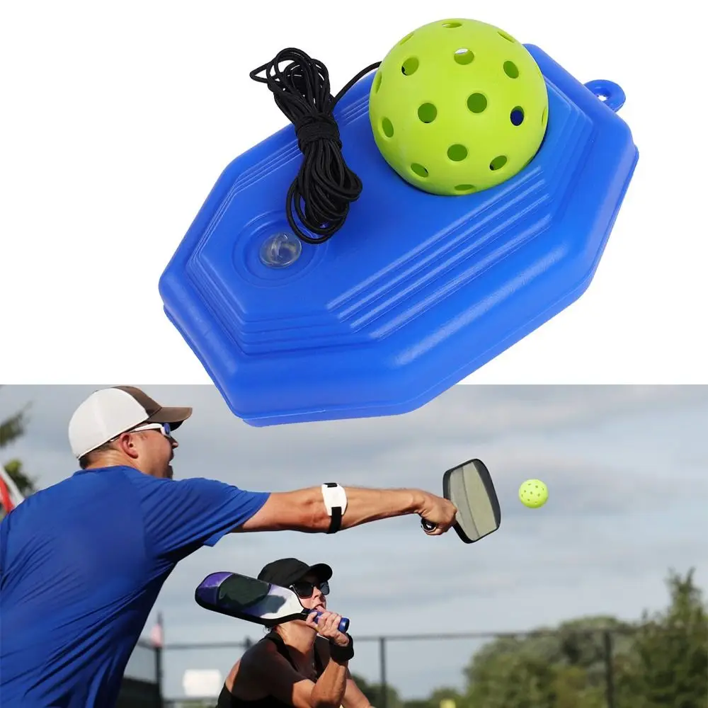 Treinador de pickleball azul octógono de alta elasticidade solo pickleball trainer 40 buracos ferramenta prática bola rebote interior ao ar livre