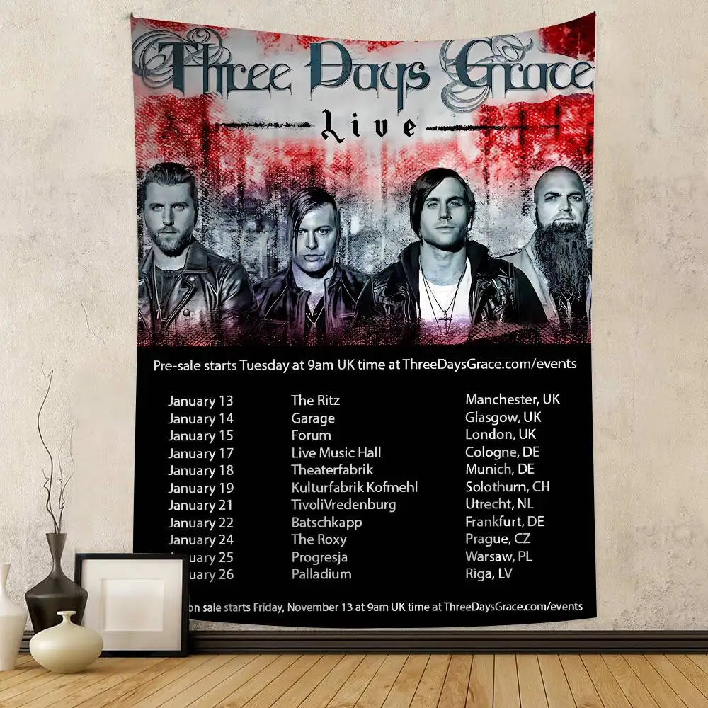 Band T-Three D-days Grace Cartoon Tapisserie Wandbehang Dekoration Haushalt Home Decor
