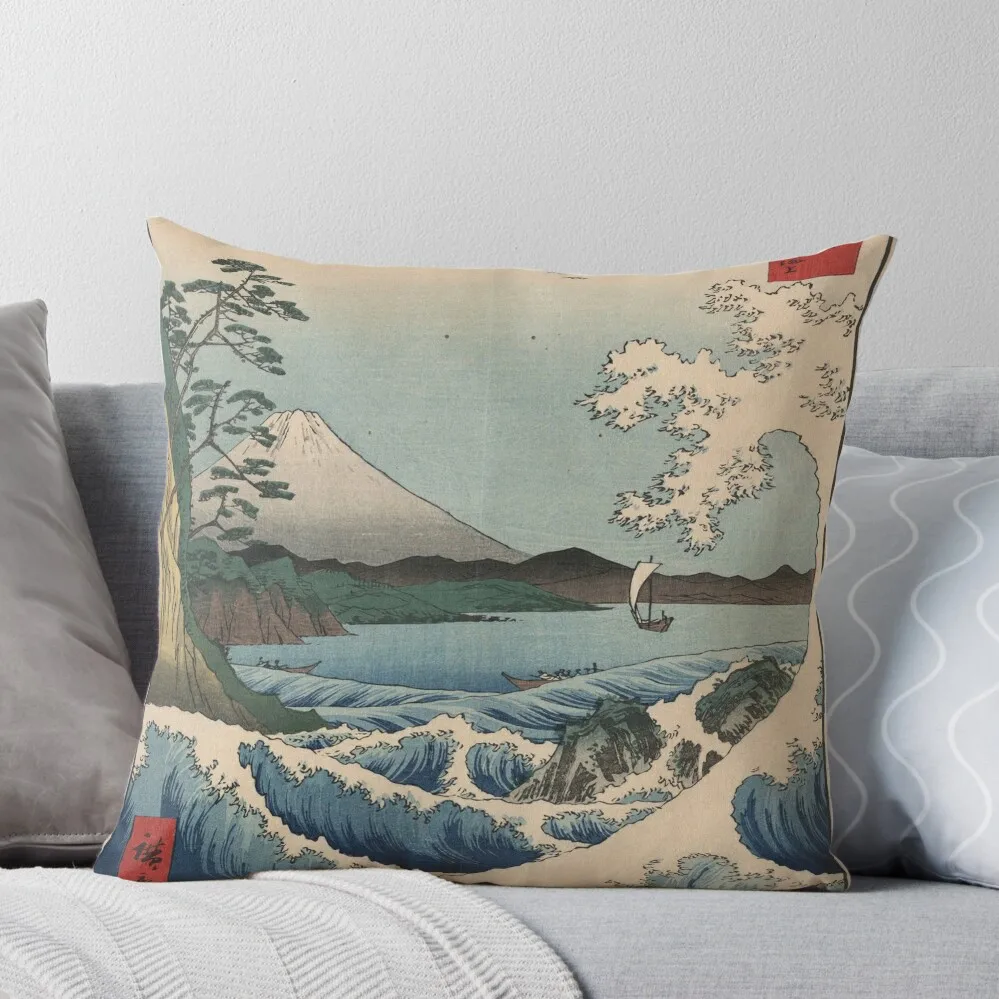 Ando Hiroshige - Sea At Satta In Suruga Province Throw Pillow Couch Cushions Cusions Cover