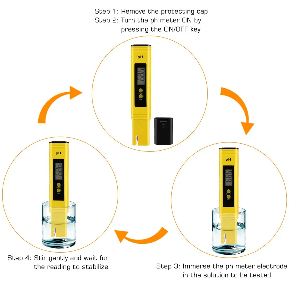 Digital LCD PH Medidor Caneta de Tester, Calibração Automática, Água e Vinho Urina, Piscina do Aquário, Precisão 0,01