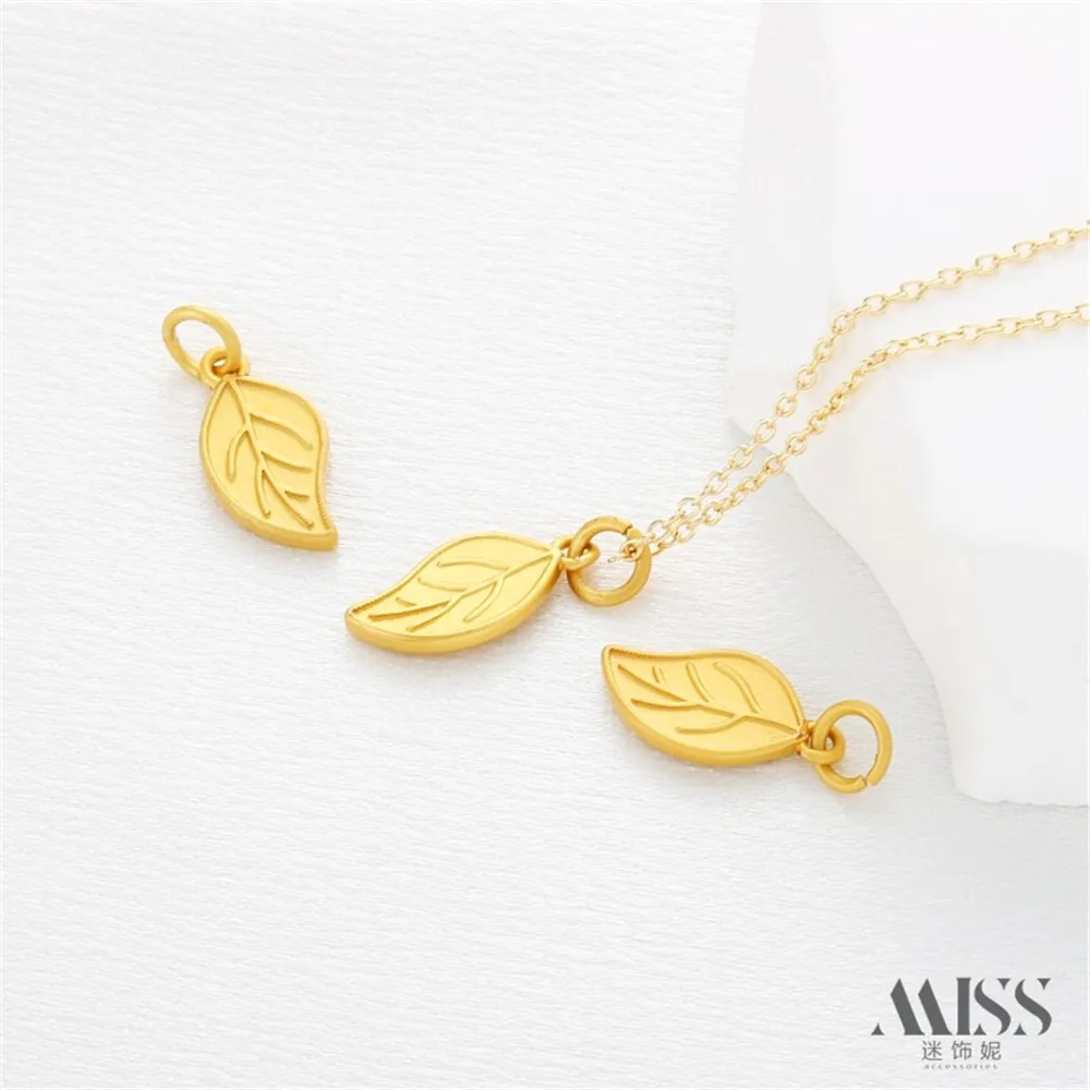 18K Gold-packed Color Matte Gold Leaf Pendant DIY Handmade Bracelet Necklace Earrings Hanging Jewelry Accessories