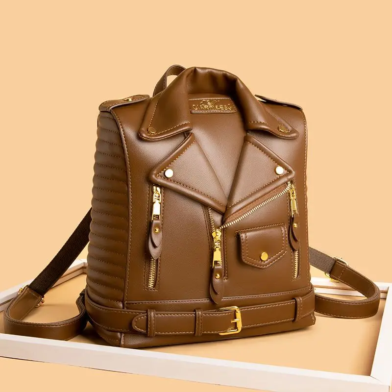 European / American Fashion Rivet Personalized Lapel Motorcycle Style Jacket With Exterior Design, Single Shoulder Crossbody Bag