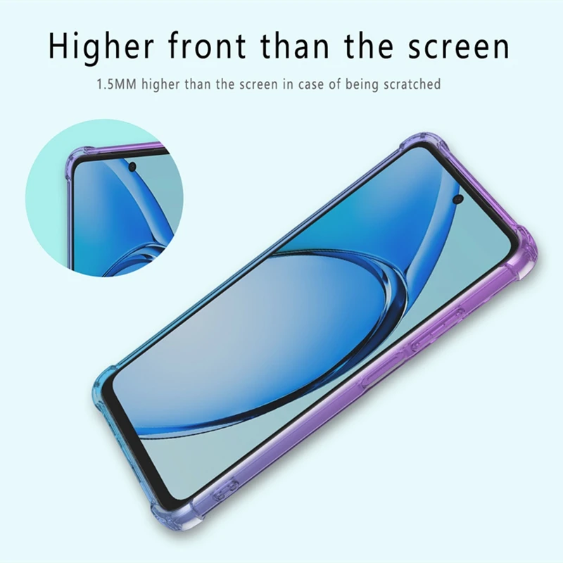 Gradient TPU Case for OPPO A80 5G A60 A40 A40M A79 5G A98 A78 A58 A38 A18 A3 Pro Protective Cover Shockproof Funda Coque Capa