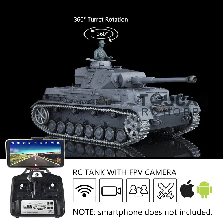 

1/16 Scale HENG LONG 7.0 Upgraded Panzer IV F2 RC FPV Tank 3859 360° Turret TH17400-SMT4