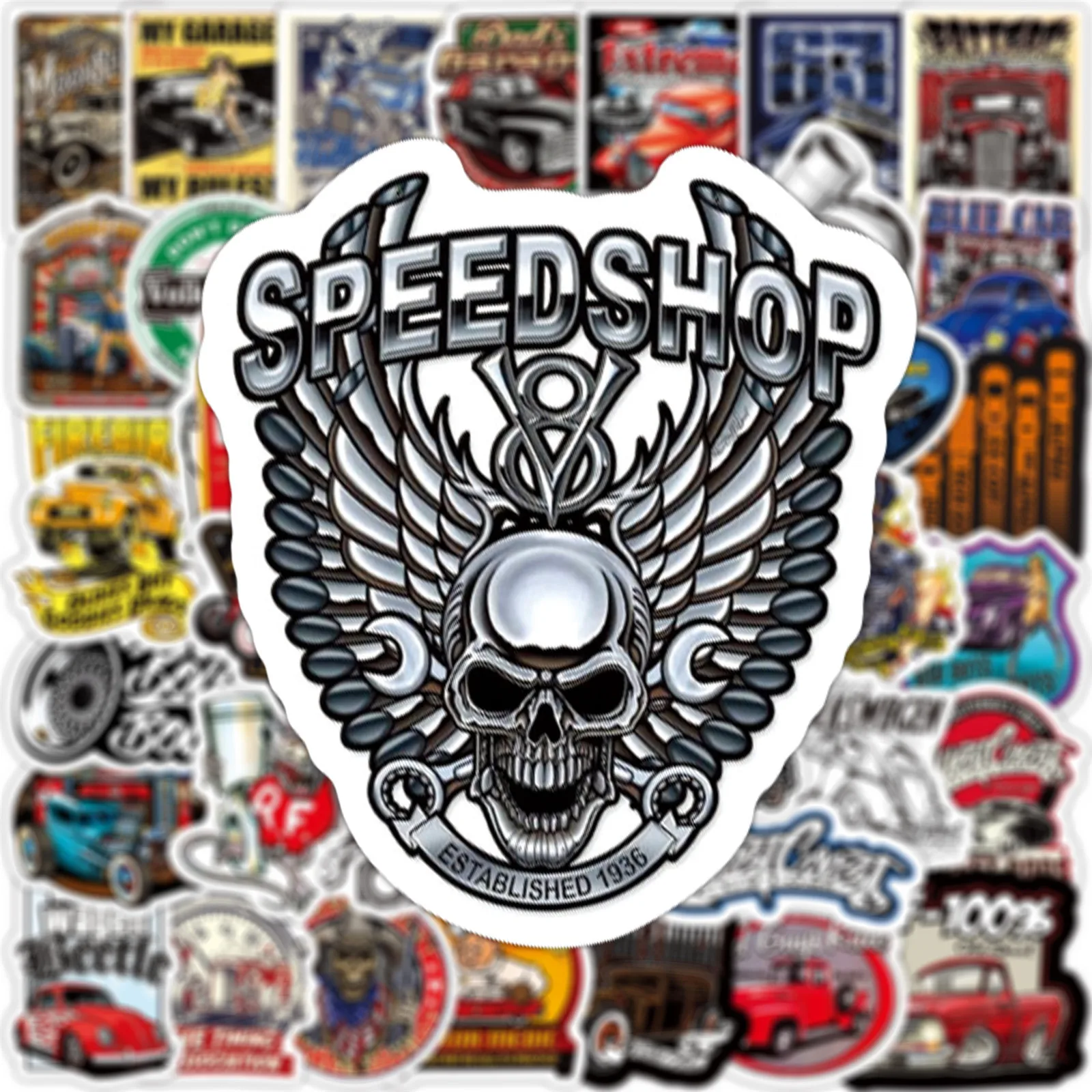 10/50 قطعة الساخن قضيب ريترو خمر سيارة ملصق Diary بها بنفسك مذكرات الكمبيوتر المحمول الأمتعة سكيت الكتابة على الجدران الشارات متعة للطفل اللعب الهدايا