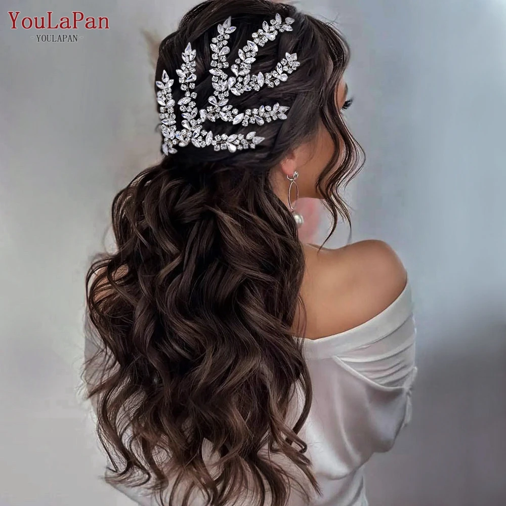 

YouLaPan Bling Bridal Hair Piece with Comb Wedding Headbands Handmade Women Hair Accessories Head Jewelry Bride Headwear HP576