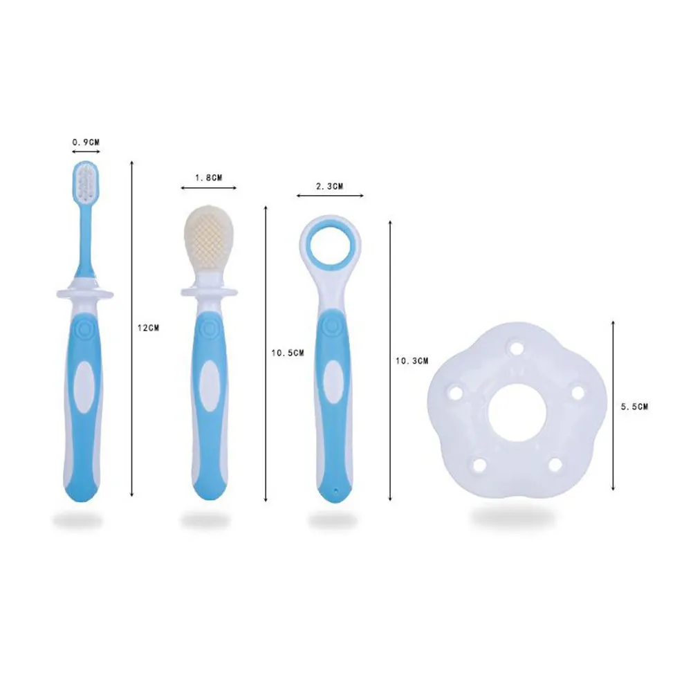 

Baby Toothbrush Set 3-Stage Growth Design Extra Soft Bristles Removes Coated Tongue and Milk Film Non-Slip Grip for Parents Baby