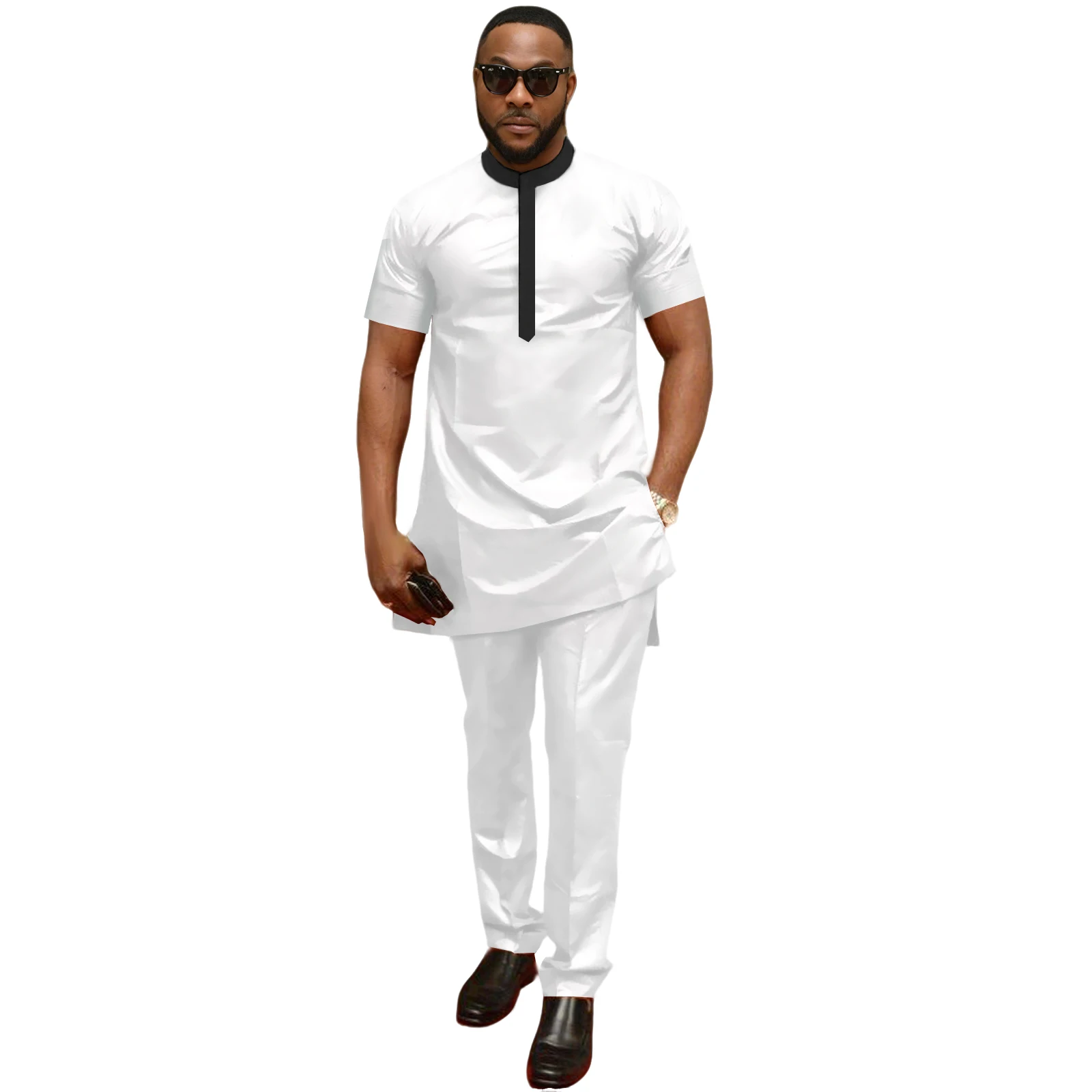 

SEA&ALP African Suits for Men Summer Casual Short Sleeves Dashiki Fashion 2 Piece Set Traditional Clothing