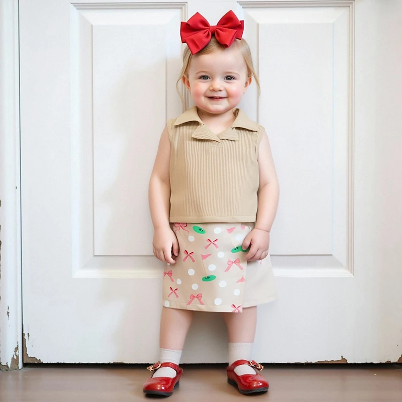 사랑스러운 여자 아기 여름 옷 세트, 귀여운 만화 프린트 탱크탑과 일치하는 스커트로 놀이 시간을 즐겁게 해보세요