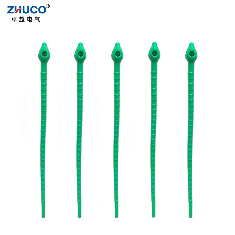 ZHUCO 5pcs 18cm Green Silicone Reusable All-purpose Bag Clip Headset Data Line Tie Twist Wire Fasten Cable Zip Tie Bundle Tool