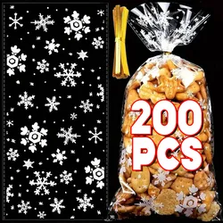 Snowflake Candy Bags Christmas Transparent Cookie Popcorn Packaging Plastic Bag Xmas Party Decorations Gift Bags for Children