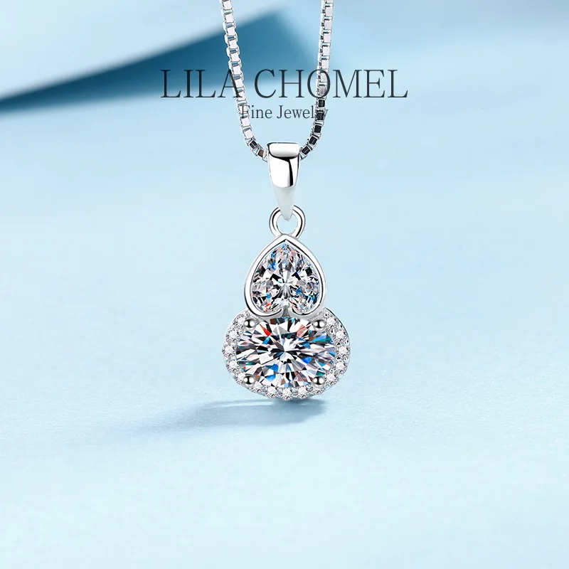 

Brilliant White Gold 18K Classic Wedding Jewelry 1.5 Carat Moissanite Diamond D Color Necklaces Gourd shaped Pendants for women