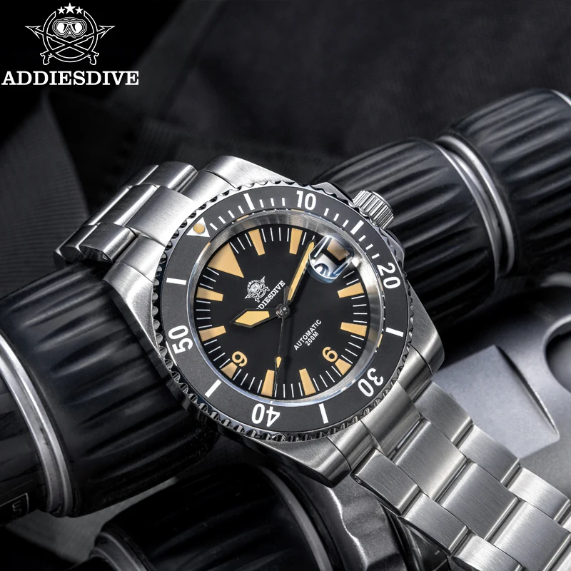 ADDIESDIVE New Men Watch Luxury NH35 Ceramic Bezel C3 Super Luminous 20Bar Waterproof Diving Sapphire Mechanical Wristwatch