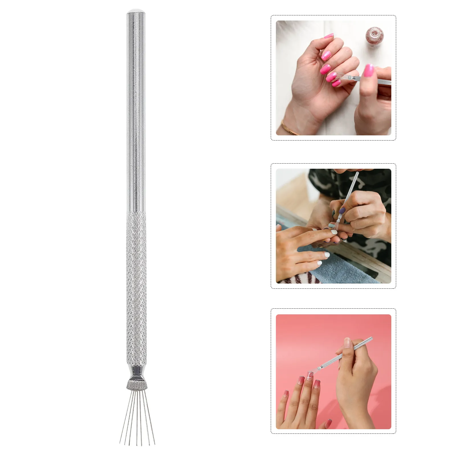 Multi-Functional Nail Art Sevenpin Fine Line Pen Bendable Stainless Steel Handle for Drawing Stripes Spider Web Professional