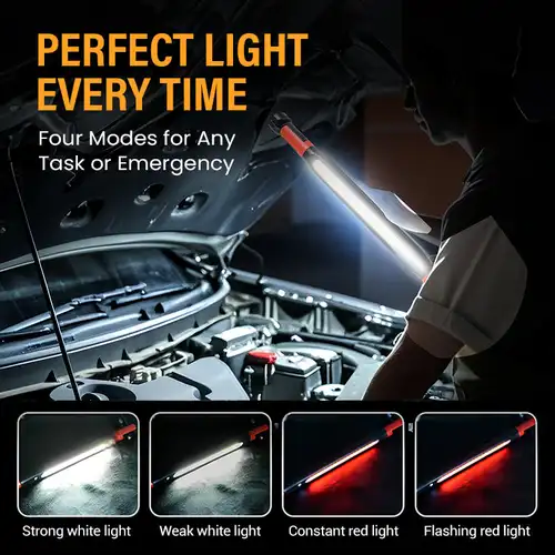 Imagen 2 del producto Luz de trabajo LED magnética y recargable, 3 modos de iluminación, luz de reparación de automóviles, luces de trabajo magnéticas superbrillantes para coche, ajuste gratuito