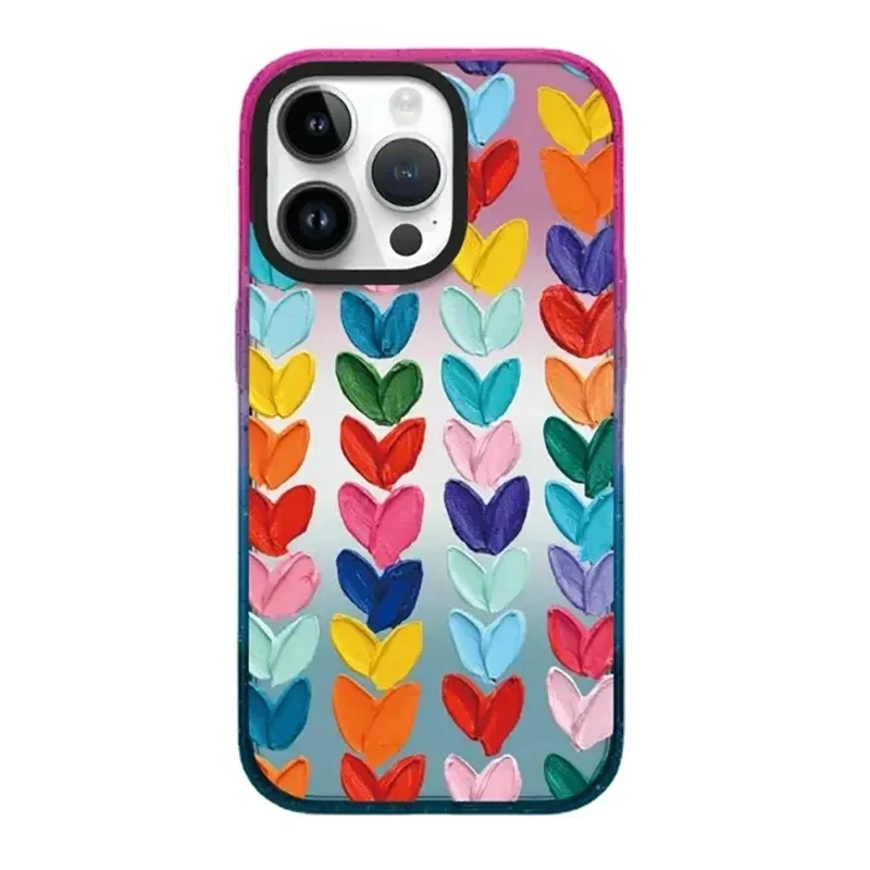 

Colorful Hearts 2.0 Acrylic Colorful Border iPhone 11 12 13 15 14 Pro Max Protective Case, Fits iPhone 15 Pro Max