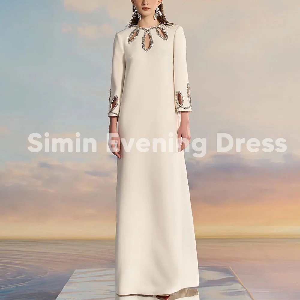 

Simin Индивидуальные женские прямые вечерние платья длиной до пола с круглым вырезом и вырезом из бисера, элегантные платья 2025