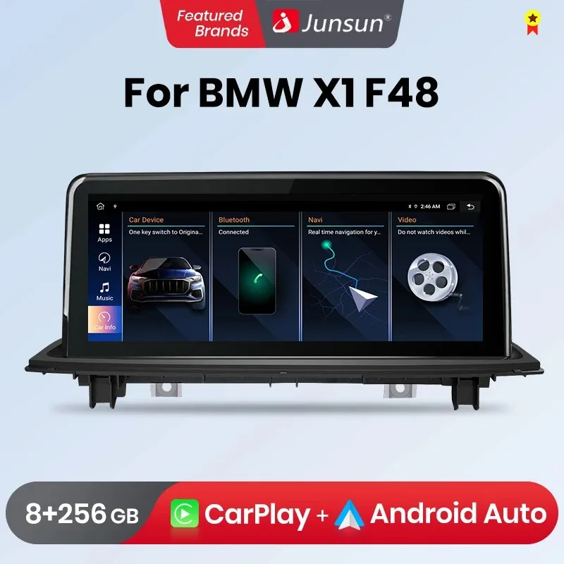 Junsun Wireless CarPlay Andorid 13 Auto Car Radio For  BMW X1 F48 Multimedia GPS 4G Navi