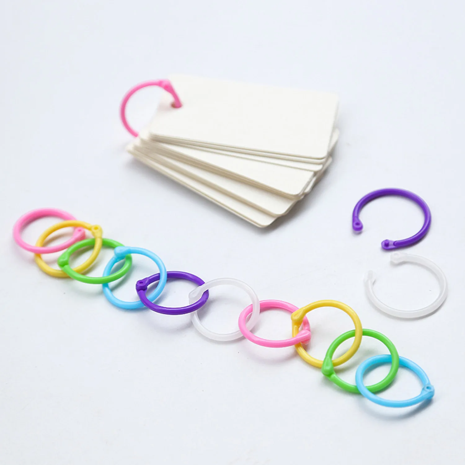 1 Box Plastic Binder Snap Rings for Loose Leaf Paper Cards Photo Album Menu Book Office Binding 1 inch Random Colors