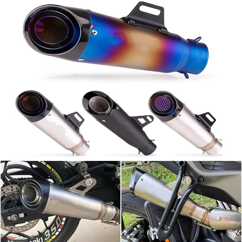 Motorcycle Muffler Exhaust For Yamaha R1 R3 CBR600RR R6 Ninja 400 Z800 Z900 Z1000 GSXR MT07 Universal 51/60mm Exhaust Pipe