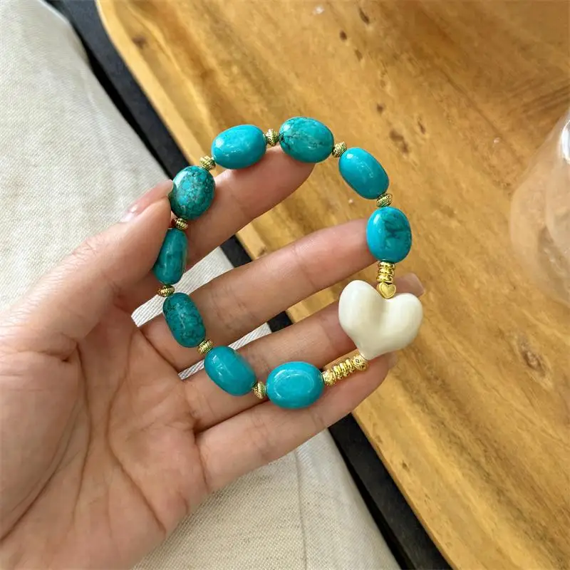 Turquoise Freeform Matching Natural Ivory Peach Buddha Bracelet Accessories Spacer Beads - view 3