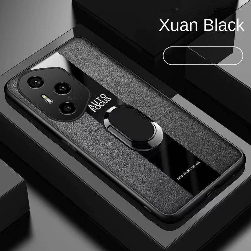 

For Honor 400 Pro Global 400 Case Stylish Porsche Style Leather Ring Stand Skin-friendly Anti-fall Cover For Honor 400 Lite