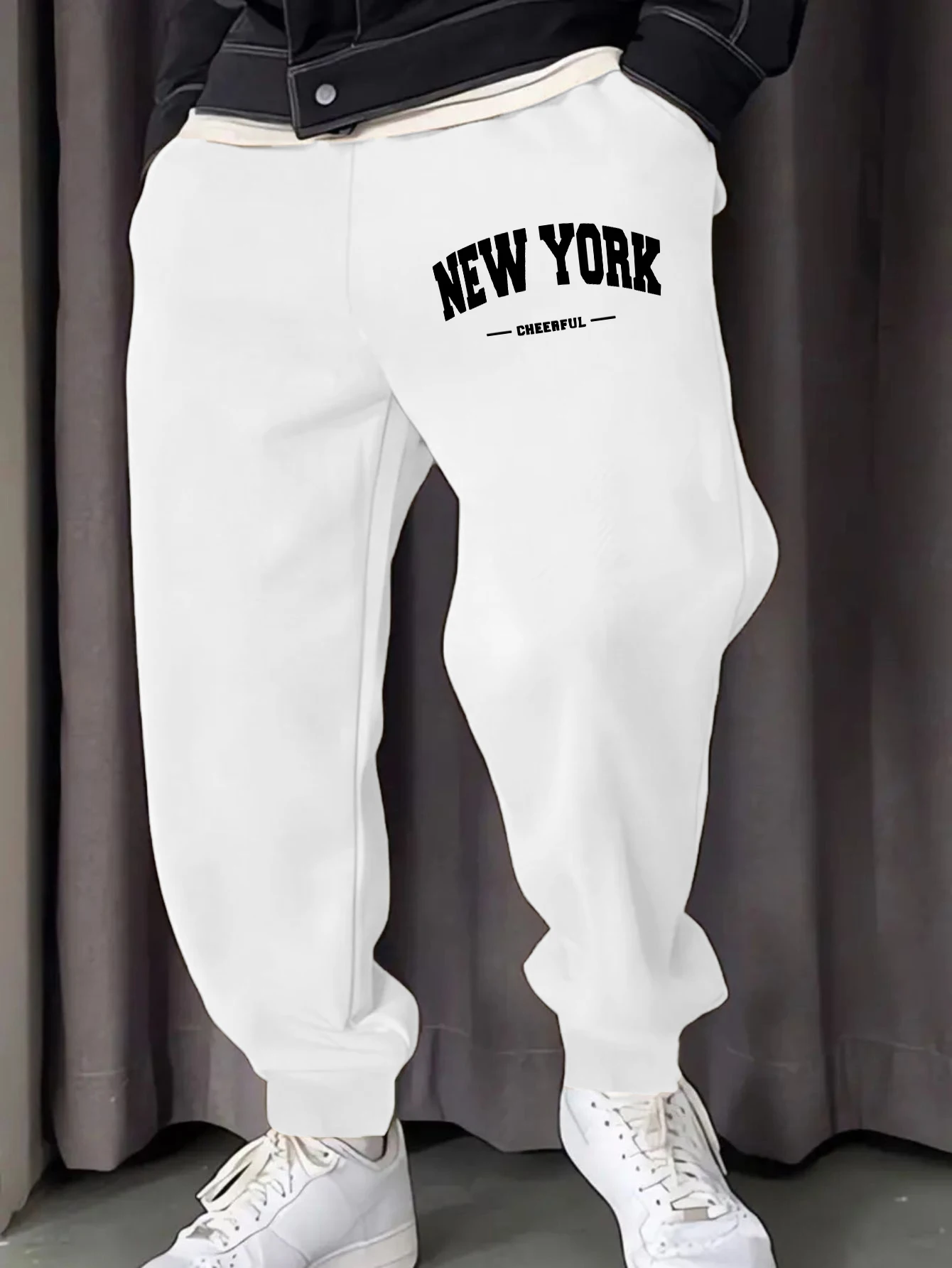 

Мужские спортивные штаны с принтом Cheerful Art New York Usa, универсальные удобные брюки, флисовые спортивные штаны, осенние повседневные спортивные штаны
