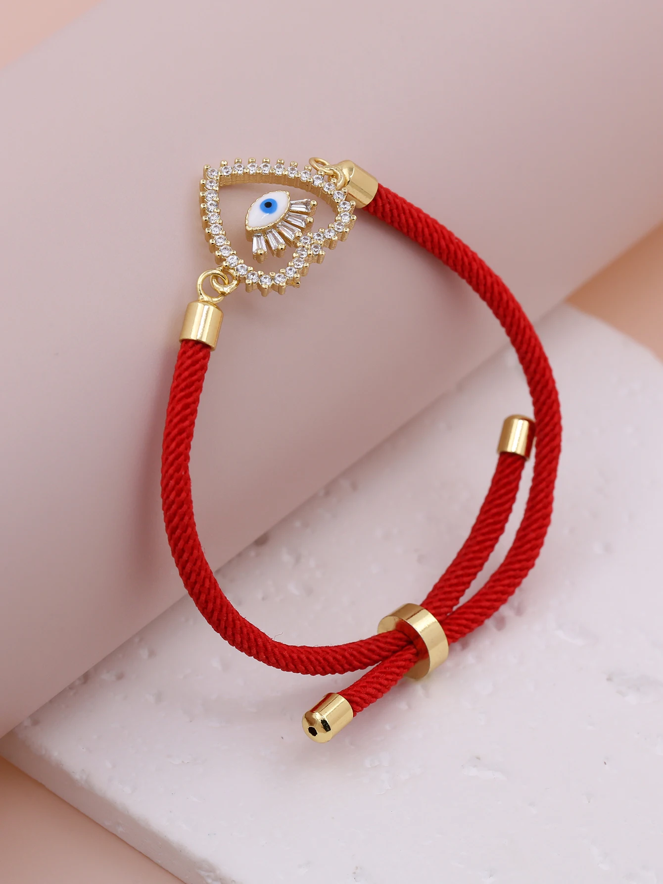 Fashion Hot Selling Jewelr Heart Blue Red CZ Eye Demon Evil Eye Red Black White Rope Handmade Woven Adjustable Knot Bracelet