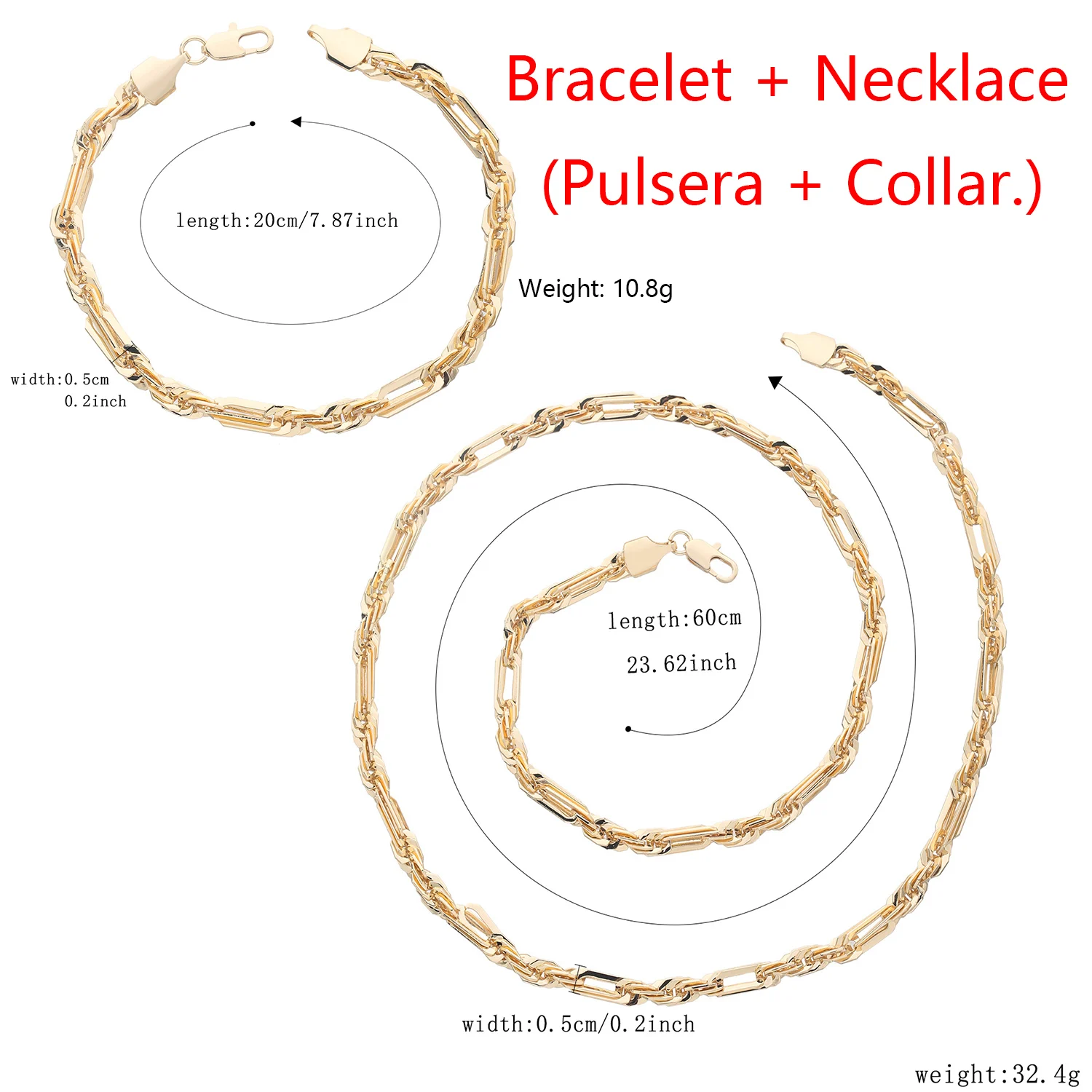 Fashionable Double-Layer Encrypted Chain, Hip-Hop Minimalist Style, Suitable for Men and Women, Bracelet and Necklace 2-Piece Set