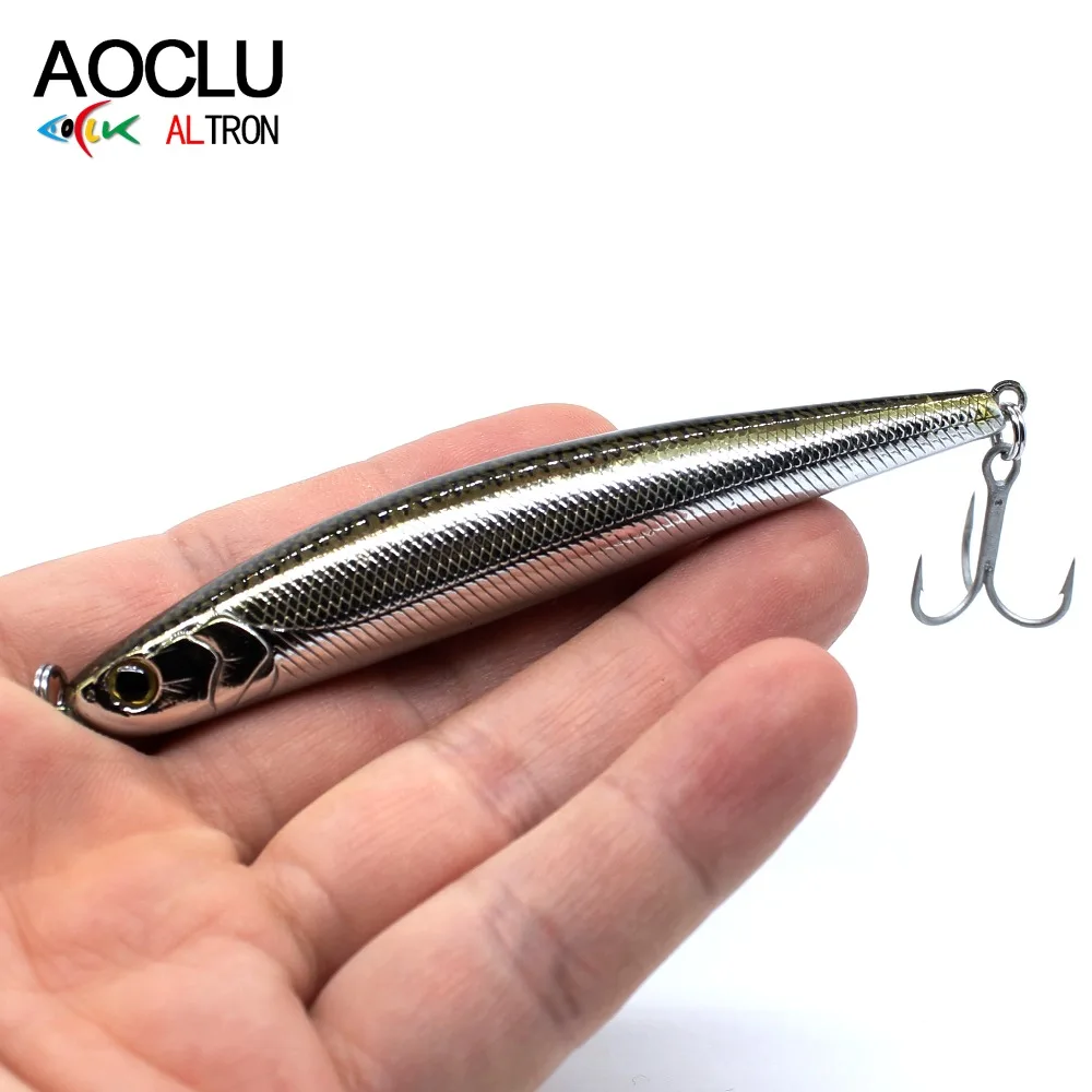 AOCLU-señuelo duro biónico para pesca en roca, lápiz Wobbler de 9cm y 28,3g para agua salada, gancho VMC